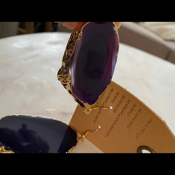 Dara Ettinger ALICE Agate Slice Earrings in Beige - Picture 4 of 4